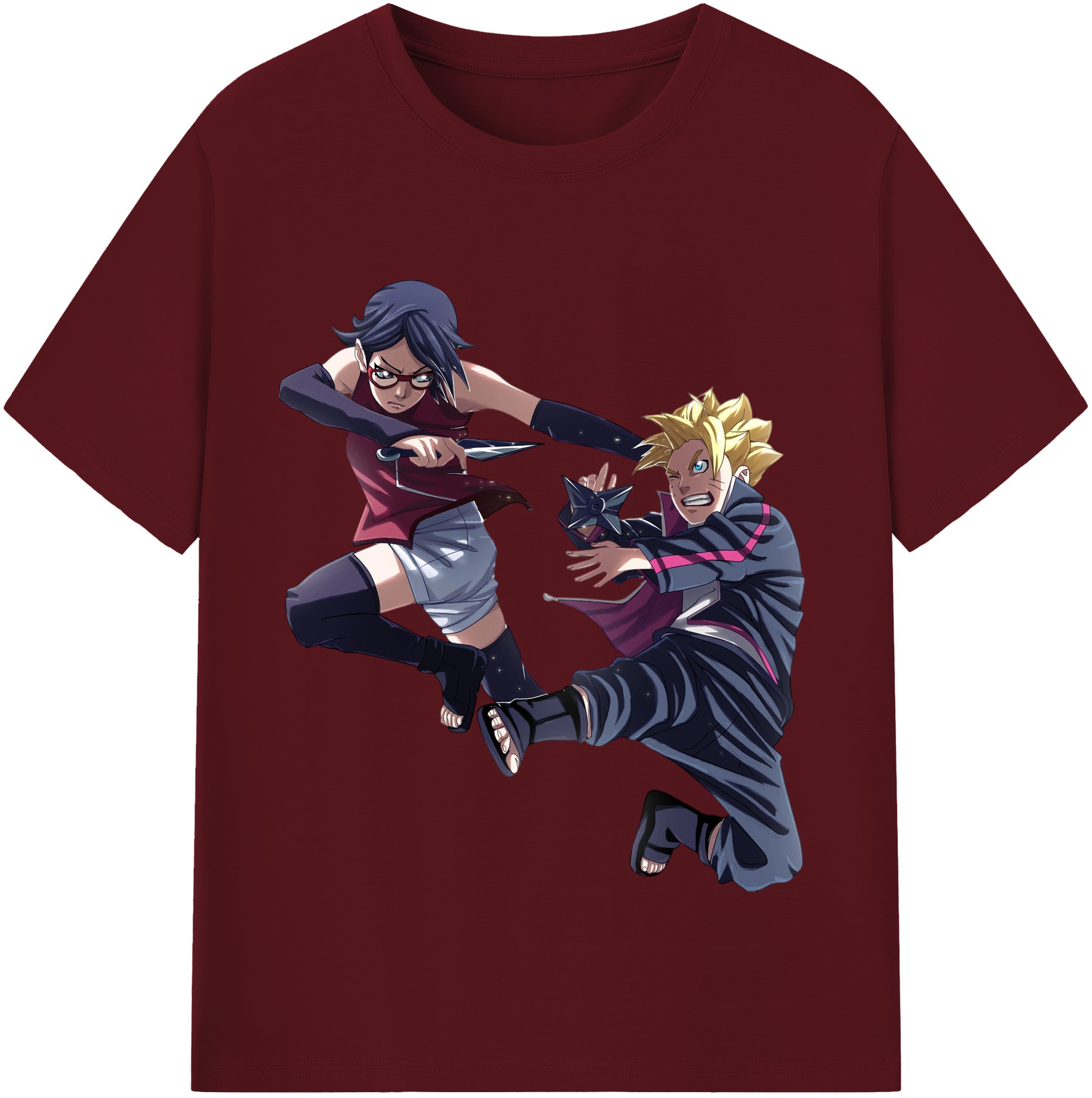 （画像用） NARUTO -ナルト- うちは サラダ Uchiha Sarada 綿100％半袖Tシャツ（フロントプリント）